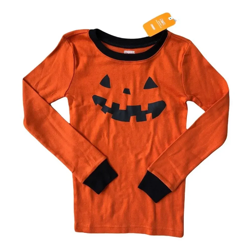 Two Gymboree Halloween Pajama Tops Pumpkin Cotton Youth 7